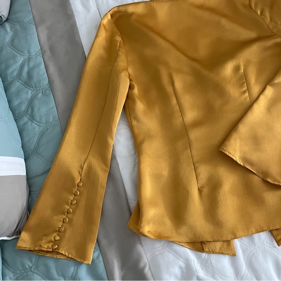 JOIE Madora Dusty Gold V-Neck Long-Sleeve Satin Button Down Top XS - Picture 9 of 12